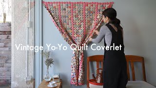 Vintage Yo Yo Quilt Coverlet:ヴィンテージ ヨーヨーキルト カバーレット フィードサック ハンドメイド アメリカ雑貨