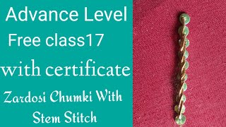 Advance Level: Free Class 17: Zardosi Chumki With stem Stitch in Tamil for beginners