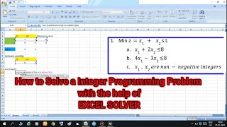 #HowToSolveaIntegerProgrammingProblem Integer Programming : Excel solver