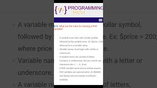 Variable Naming Rule in PHP | #programming #for_experience #php #for_freshers #learnphp #hindi