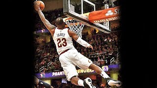 LeBron James Crazy Acrobatic Left Hand Dunk vs Jazz