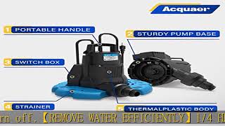 Acquaer 1/4 HP Automatic Swimming Pool Cover Pump, 115 V Submersible Pump with 3/4” Check Valve Ada