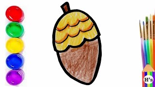 How To Draw a Cute Walnut | Bolalar uchun yong'oq rasm chizish | рисуем грецкий орех для детей