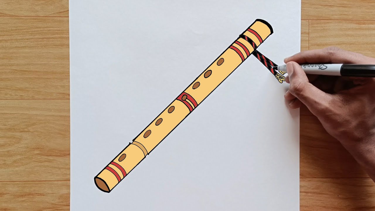 How To Draw Flute Of Krishna Bansuri Drawing Simple Drawing Easy ...