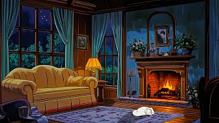 1940's stormy night with oldies playing in another room | relaxing oldies music for sleep