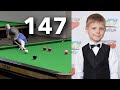 10 years old kid makes a 147 Maximum Break in Snooker