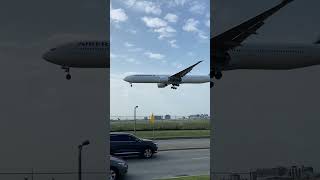 Air France Boeing 777 328 ER Landing at Runway 24 L of Toronto Pearson Airport from Paris. #aviation