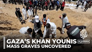 Palestinians recover bodies found in mass grave at Nasser Hospital in Khan Younis