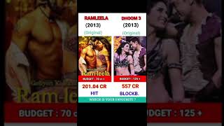 RAMLEELA🤍 Vs ♥️ DHOOM 3 | movie comparison | box office | collections #shorts
