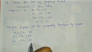 Lec-1 Graphical Method In Linear Programming Problem || For Unique Solution || In Hindi