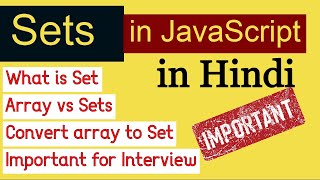 JavaScript Sets in Hindi | Advance JavaScript tutorial in Hindi | JavaScript set