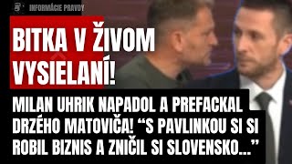 Bitka v živom vysielaní! Milan Uhrik napadol a prefackal Matoviča! “Zničil si Slovensko! Pavlinka a”