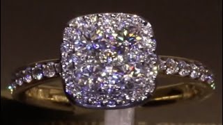 #55712 | T1.00ct | Cushion Cluster Halo Diamond Engagement Ring, Set in 18ct Yellow Gold