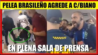 BRASILEÑOS AGREDEN a COLOMBIANOS en la SALA de PRENSA COLOMBIA vs BRASIL