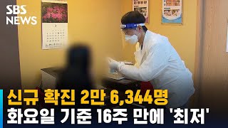 신규 확진 2만 6,344명…화요일 기준 16주 만에 '최저' / SBS