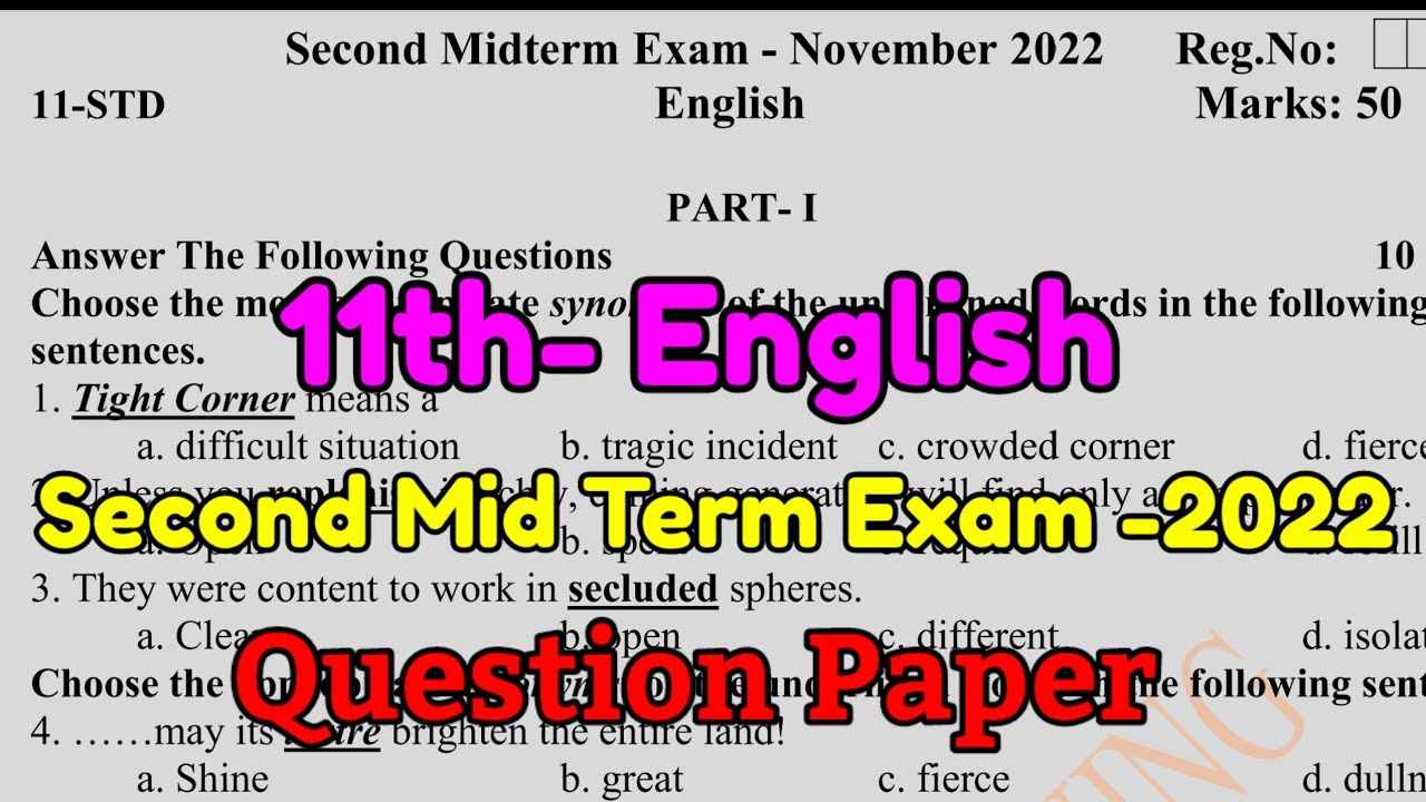 11th English Second Midterm Exam2022 Model Question Paper 2022 Pdf Download 11th English 2nd 11th English Second Midterm Exam2022 Model Question Paper 2022 Pdf Download 11th English 2nd