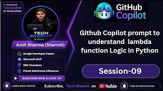 Github Copilot prompt to understand lambda function Logic Python | github copilot tutorial (Ep-09)