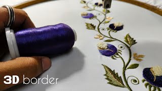 Amazing Purple rose 3d border design | machine embroidery designs | saree border design