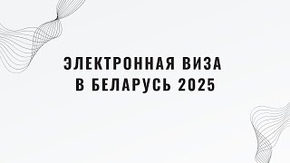 Электронная виза в Беларусь 2025.