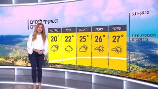 התחזית 29.10.20: ירידה קלה במידות החום