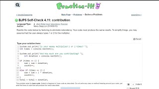 Java Practice It || 4.11 contribution || if/ else statement, redundancy, scanner