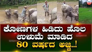 ಕೋಣಗಳ ಹಿಡಿದು ಹೊಲ ಉಳುಮೆ ಮಾಡಿದ 80 ವರ್ಷದ ಅಜ್ಜ..!