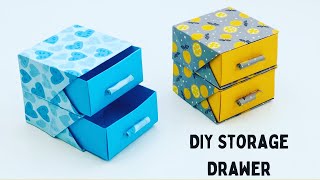 DIY MINI PAPER  DRAWERS / PAPER CRAFT/ SMALL ORIGAMI STORAGE BOX DIY / DESK ORGANIZER DRAWER