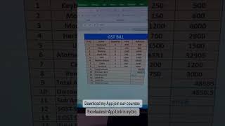 Create GST bill in Excel  #excelwalesir #excel #exceltricks #exceltips #exceltraining #ytshortvideo