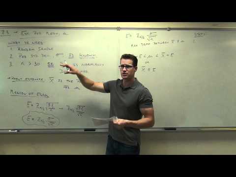 Statistics Lecture 7.3: Confidence Interval for the Sample Mean, Population Std Dev -- Known Statistics Lecture 7.3: Confidence Interval for the Sample Mean, Population Std Dev -- Known
