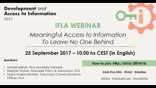 IFLA Webinar: Development and Access to Information (DA2I)