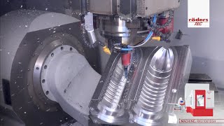 High-speed CNC machining | 2-cavity blow mold | Roeders RXU1001DSH | Milling \u0026 deep hole drilling