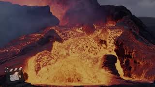 Lava cascades from Icelandic volcano