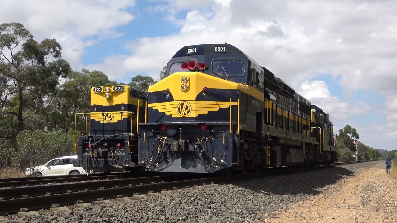 ALL VR BLUE & GOLD! Diesel Loco C501 Leads The All Victorian Railway ...