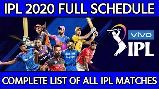 IPL 2020 Time Table | IPL 2020 Schedule | IPL 2020 Full Schedule | Match List - News Bucket
