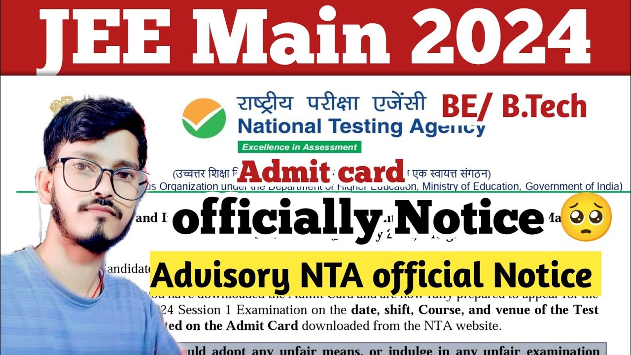 📌NTA Official Update 😯| JEE Main 2024 Instructions Admit Card BE/ B ...