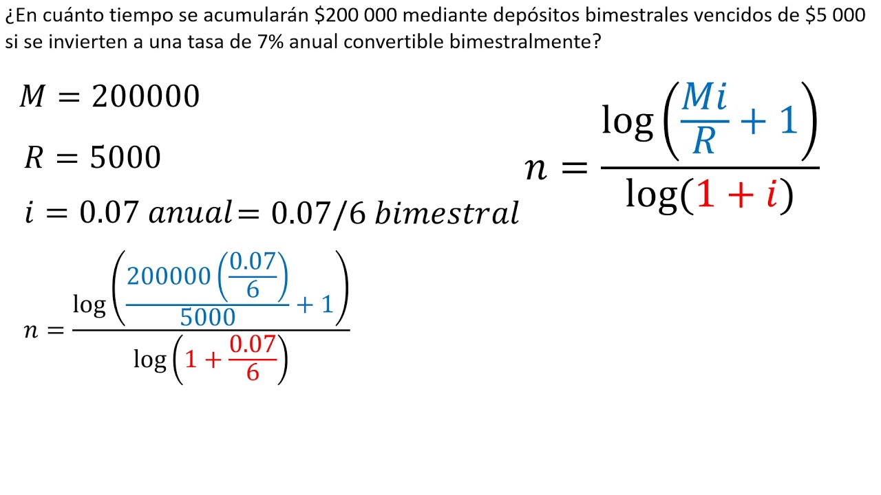 Cómo Calcular El Número De Pagos De Una Anualidad | Ejemplo 1 - YouTube