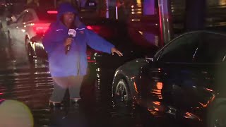 WATCH: Car stalled, others submerged on Ninth Street near downtown as roads flood