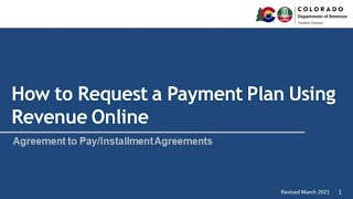 How to Request a Payment Plan Using Revenue Online