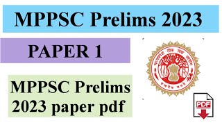 MPPSC PRELIMS 2023 PAPER PDF | MPPSC PAPER ANALYSIS 2023 | 21 MAY 2023 PRELIMS PAPER