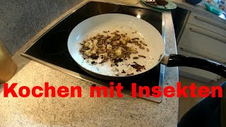 Kochen mit Insekten / Mehlwurm-Kartoffelpuffer mit Heuschrecken und Grillen