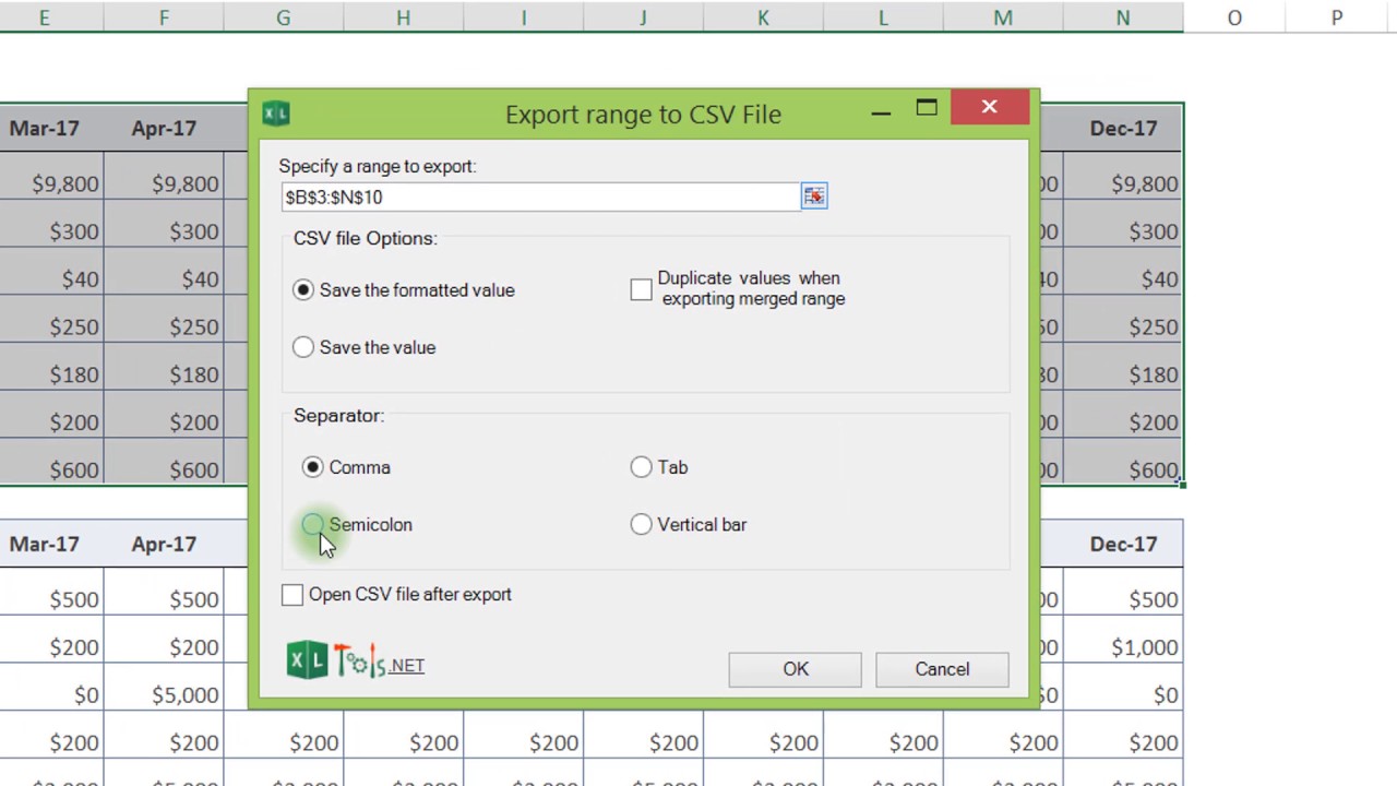 Easily Save Selected Excel Ranges As CSV Files With The Export To CSV ...