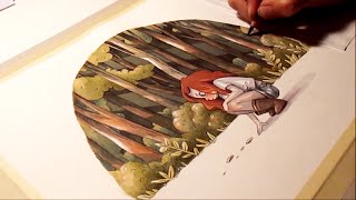 Watercolor illustration "traces" timelapse work in progress painting drawing art by Iraville