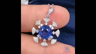 2023年6月15日💙 藍寶石鑽石吊墜 連鏈 💙  GRC 證書18K金， 天然藍寶石2.36ct