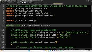 Apache Derby: Java code (JDBC RowSet)