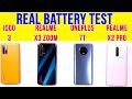 Realme X3 SuperZoom vs Oneplus 7T,  X2 Pro Battery Drain Test with PUBG FPS Meter | Charging Test