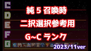 純5召喚時二択選択参考用G~Cランク | 2023/11ver【Summoners War | サマナーズウォー】