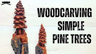Woodcarving Simple Pine Trees ►► Fast Timelapse