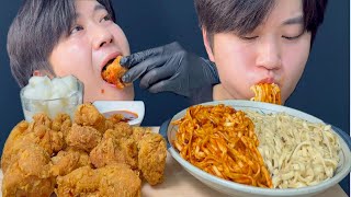 먹는 순간 꾸덕꾸덕 바사삭 | Mukbang ASMR without talking | Chicken & Pasta 🍗🍝 | (ENG SUB)
