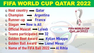FIFA WORLD CUP 2022 QUESTIONS & ANSWERS| SPORTS CURRENT AFFAIRS 2022