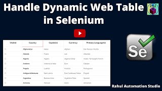 🔥How to Handle Dynamic Web Table in Selenium | Interview Question | Dynamic Web Table Handling 🔥